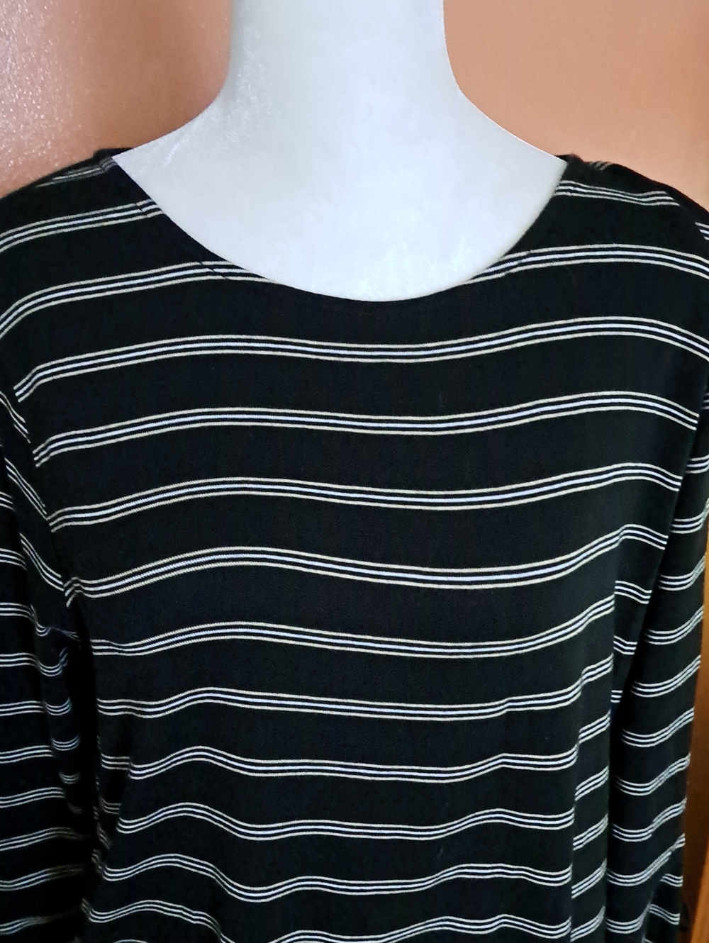 J. Jill Black and White Striped Long Sleeve Tunic